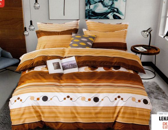 Lenjerie de pat cu imprimeuri din bumbac satinat Casa New Fashion formata din 4 piese 