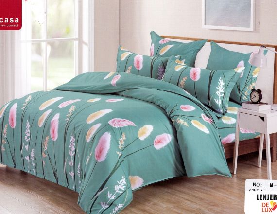 Lenjerie de pat verde pastel din bumbac satinat Casa New Fashion formata din 4 piese